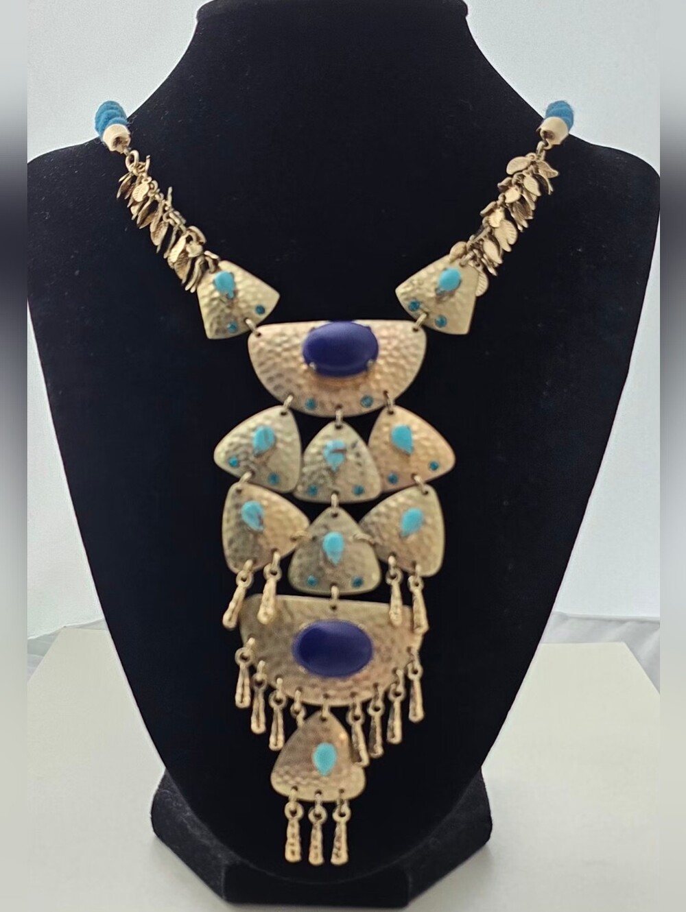 Sequin - Gold-Tone Statement Necklace with Blue Lapis and Turquoise Accents